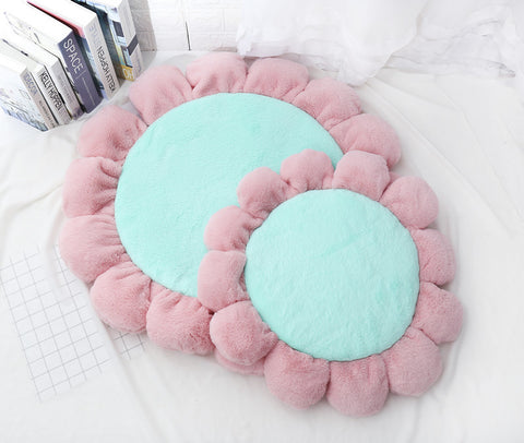 Soft Waxy Rabbit Velvet Flower Floor Mat Pet Mat Cat Litter